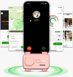 GlocalMe PetPhone GPS & Activity Tracker Dog & Cat Collar with 1-Month Plan, Pink