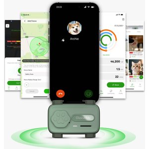 GlocalMe PetPhone GPS & Activity Tracker Dog & Cat Collar with 1-Month Plan, Green