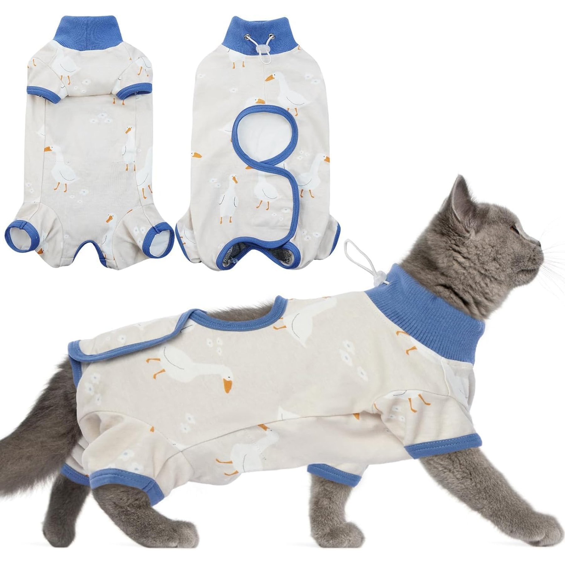 NANAKI Cat Surgery Recovery Suit, Blue, Small