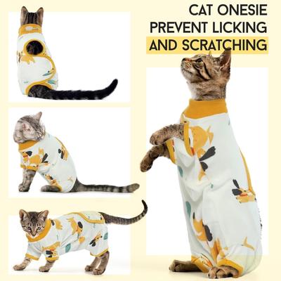 Show full view: NANAKI Cat Surgery Recovery Suit, Yellow, Small slide 6 of 10