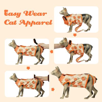 Show full view: NANAKI Cat Surgery Recovery Suit, Orange, Small slide 9 of 11