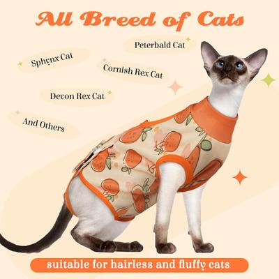 Show full view: NANAKI Cat Surgery Recovery Suit, Orange, Small slide 8 of 11