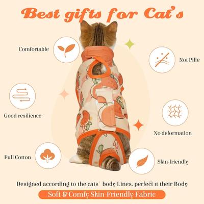 Show full view: NANAKI Cat Surgery Recovery Suit, Orange, Small slide 5 of 11