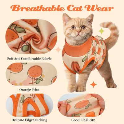Show full view: NANAKI Cat Surgery Recovery Suit, Orange, Small slide 4 of 11