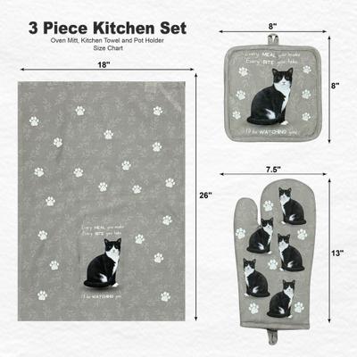 Show full view: E&S PETS Black & White Cat 3-Piece Cooking Set slide 4 of 5
