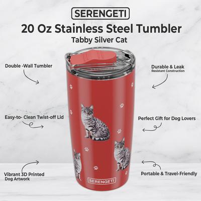 Show full view: E&S PETS Tabby Silver Lovers Insulated Stainless Steel Travel Mug, 20-oz, Pink slide 2 of 5