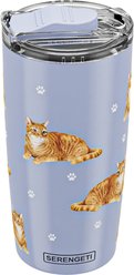 E&S PETS Tabby Orange Lovers Insulated Stainless Steel Travel Mug, 20-oz, Light Blue
