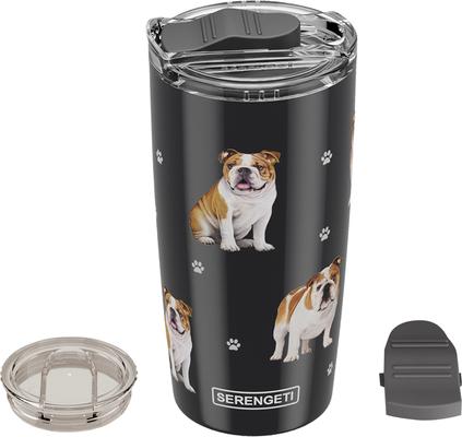 Show full view: E&S PETS Bulldog Lovers Insulated Stainless Steel Travel Mug, 20-oz, Black slide 4 of 5