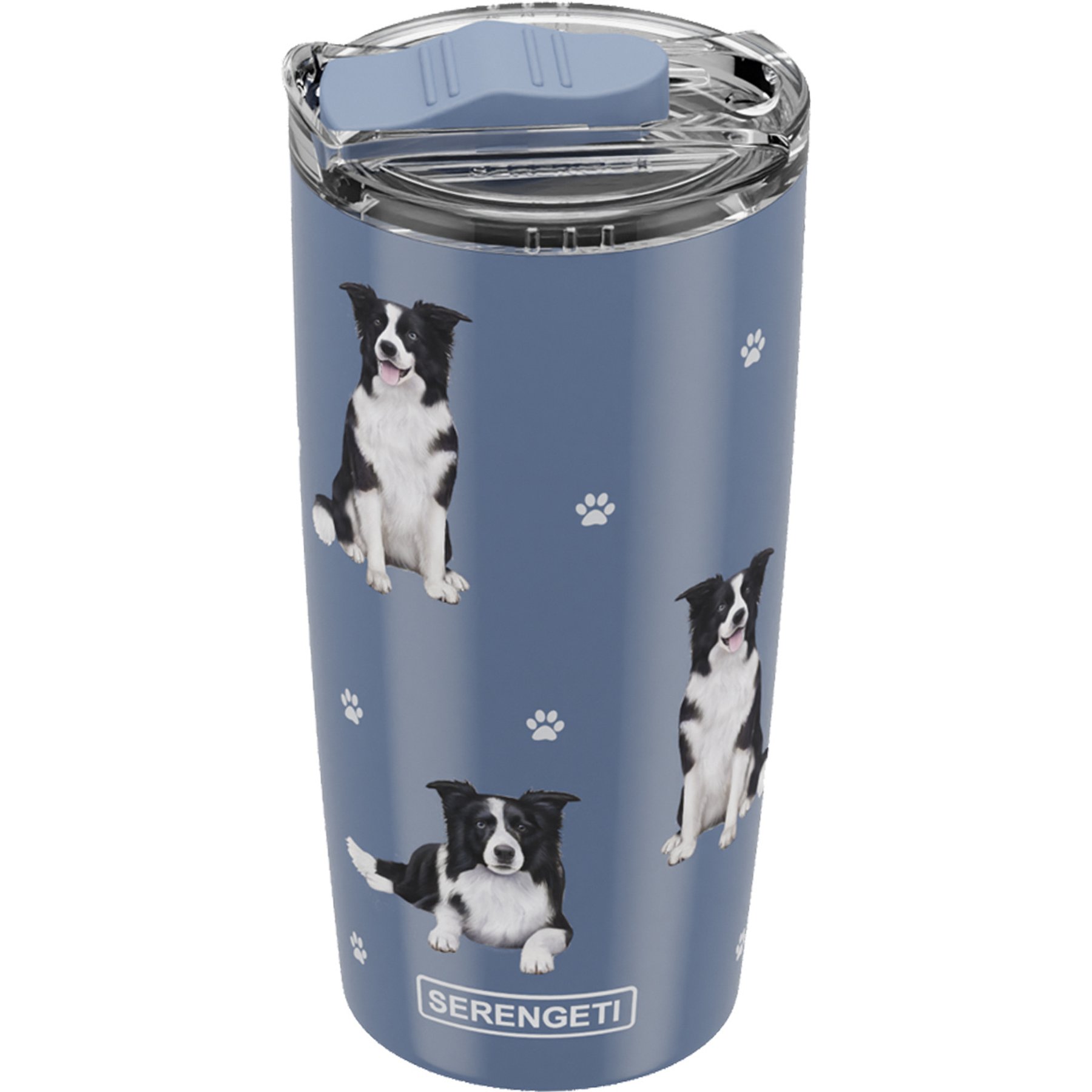 E&S PETS Border Collie Lovers Insulated Stainless Steel Travel Mug, 20-oz, Blue