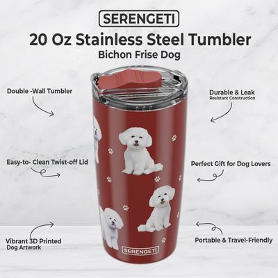 Show full view: E&S PETS Bichon Frise Lovers Insulated Stainless Steel Travel Mug, 20-oz, Red slide 2 of 5