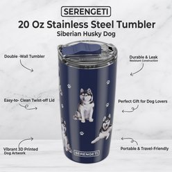 E&S PETS Siberian Husky Lovers Insulated Stainless Steel Travel Mug, 20-oz, Blue slide 2 of 5