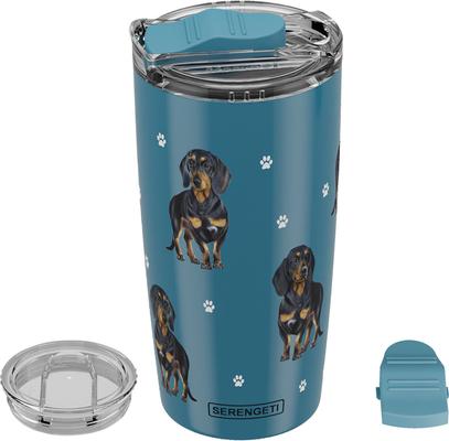 Show full view: E&S PETS Dachshund Black Lovers Insulated Stainless Steel Travel Mug, 20-oz, Yellow slide 4 of 5