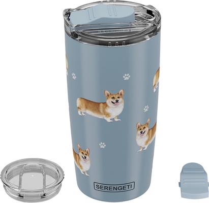 Show full view: E&S PETS Welsh Corgi Lovers Insulated Stainless Steel Travel Mug, 20-oz, Light Blue slide 4 of 5