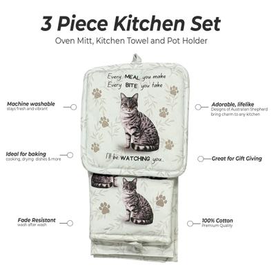 Show full view: E&S PETS Silver Tabby 3-Piece Cooking Set slide 2 of 5