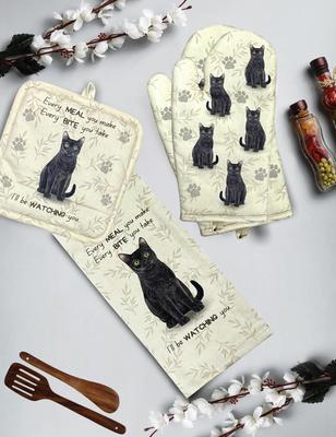 Show full view: E&S PETS Black Cat 3-Piece Cooking Set slide 3 of 5