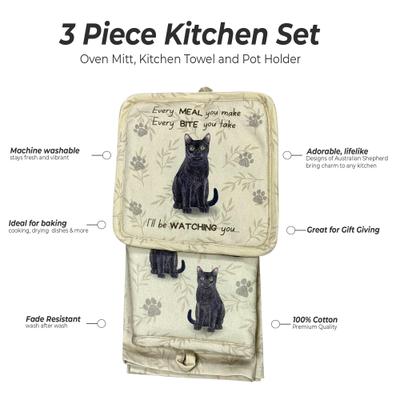 Show full view: E&S PETS Black Cat 3-Piece Cooking Set slide 2 of 5