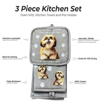 Show full view: E&S PETS Shih Tzu 3-Piece Cooking Set, Black & White slide 2 of 5