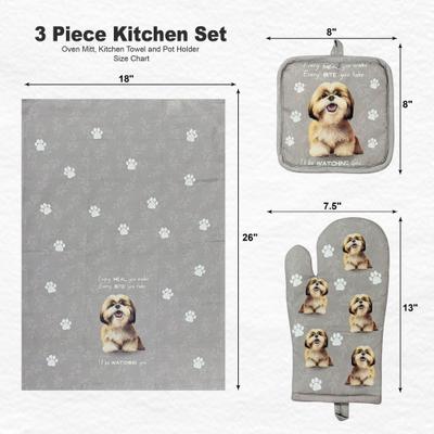 Show full view: E&S PETS Shih Tzu 3-Piece Cooking Set, Black & White slide 4 of 5
