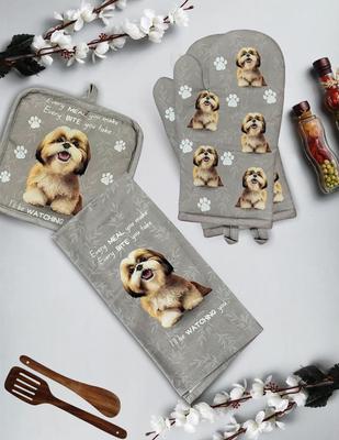 Show full view: E&S PETS Shih Tzu 3-Piece Cooking Set, Black & White slide 3 of 5