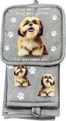 E&S PETS Shih Tzu 3-Piece Cooking Set, Black & White