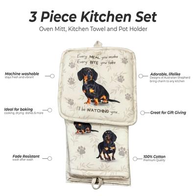 Show full view: E&S PETS Dachshund 3-Piece Cooking Set, Black slide 2 of 5