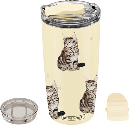 Show full view: E&S PETS Maine Coon Cat Lovers Insulated Stainless Steel Travel Mug, 20-oz, Gray slide 4 of 5