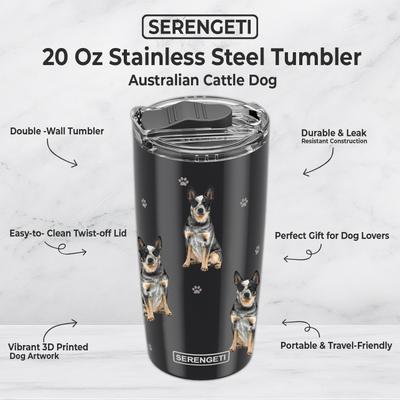 Show full view: E&S PETS Australian Cattle Dog Lovers Insulated Stainless Steel Travel Mug, 20-oz, Gray slide 2 of 5