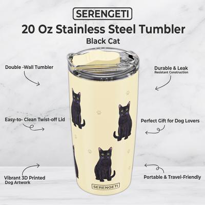 Show full view: E&S PETS Black Cat Lovers Insulated Stainless Steel Travel Mug, 20-oz, Yellow slide 2 of 5