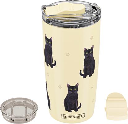 Show full view: E&S PETS Black Cat Lovers Insulated Stainless Steel Travel Mug, 20-oz, Yellow slide 4 of 5