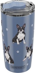 E&S PETS Boston Terrier Lovers Insulated Stainless Steel Travel Mug, 20-oz, Blue
