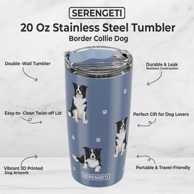 Show full view: E&S PETS Border Collie Lovers Insulated Stainless Steel Travel Mug, 20-oz, Blue slide 2 of 5