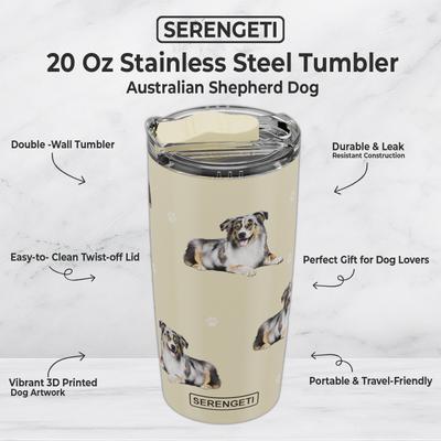 Show full view: E&S PETS Australian Shepherd Lovers Insulated Stainless Steel Travel Mug, 20-oz, Cream slide 2 of 5