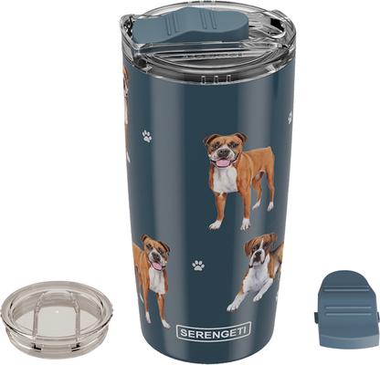 Show full view: E&S PETS Boxer Lovers Insulated Stainless Steel Travel Mug, 20-oz, Light Blue slide 4 of 5