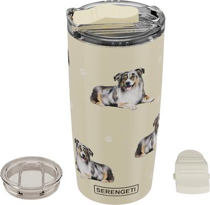 Show full view: E&S PETS Australian Shepherd Lovers Insulated Stainless Steel Travel Mug, 20-oz, Cream slide 4 of 5