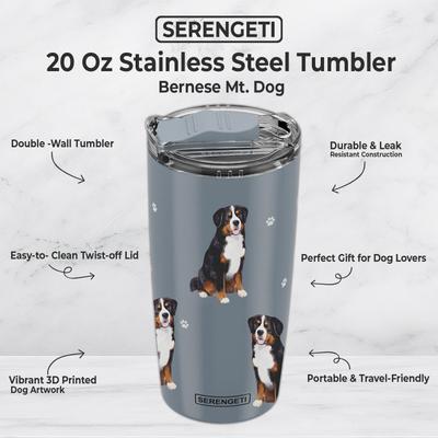 Show full view: E&S PETS Bernese Mt. Dog Lovers Insulated Stainless Steel Travel Mug, 20-oz, Gray slide 2 of 5