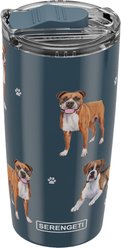 E&S PETS Boxer Lovers Insulated Stainless Steel Travel Mug, 20-oz, Light Blue