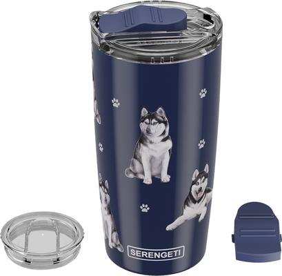 Show full view: E&S PETS Siberian Husky Lovers Insulated Stainless Steel Travel Mug, 20-oz, Blue slide 4 of 5