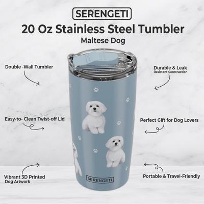 Show full view: E&S PETS Maltese Lovers Insulated Stainless Steel Travel Mug, 20-oz, Pink slide 2 of 5
