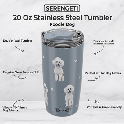 Show full view: E&S PETS Poodle Lovers Insulated Stainless Steel Travel Mug, 20-oz, Pink slide 2 of 5