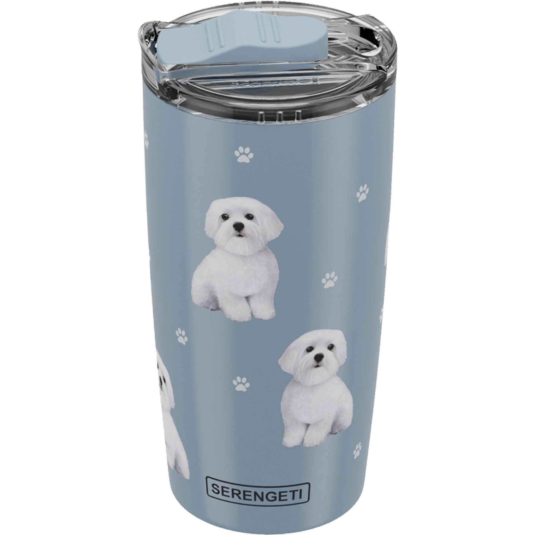 E&S PETS Maltese Lovers Insulated Stainless Steel Travel Mug, 20-oz, Pink