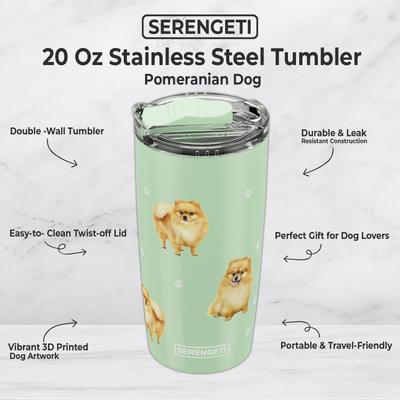 Show full view: E&S PETS Pomeranian Lovers Insulated Stainless Steel Travel Mug, 20-oz, Teal slide 2 of 5
