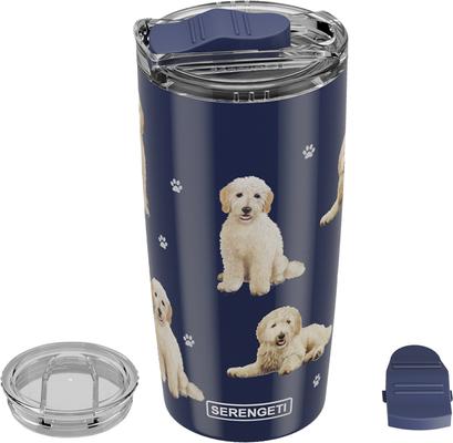 Show full view: E&S PETS Goldendoodle Lovers Insulated Stainless Steel Travel Mug, 20-oz, Blue slide 4 of 5
