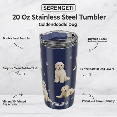 Show full view: E&S PETS Goldendoodle Lovers Insulated Stainless Steel Travel Mug, 20-oz, Blue slide 2 of 5