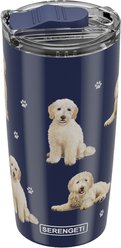 E&S PETS Goldendoodle Lovers Insulated Stainless Steel Travel Mug, 20-oz, Blue