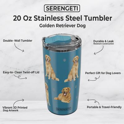 Show full view: E&S PETS Golden Retriever Lovers Insulated Stainless Steel Travel Mug, 20-oz, Yellow slide 2 of 5