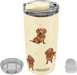 E&S PETS Dachshund Red Lovers Insulated Stainless Steel Travel Mug, 20-oz, Yellow slide 2 of 5