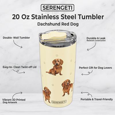 Show full view: E&S PETS Dachshund Red Lovers Insulated Stainless Steel Travel Mug, 20-oz, Yellow slide 2 of 5