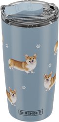 E&S PETS Welsh Corgi Lovers Insulated Stainless Steel Travel Mug, 20-oz, Light Blue