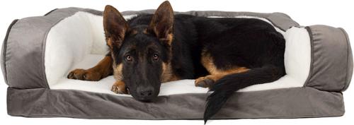 Show full view: Sherry Kline Pet Collection Fur Velvet Couch Dog Bed, Grey/Natural, 20 x 26 x 6-in slide 2 of 3