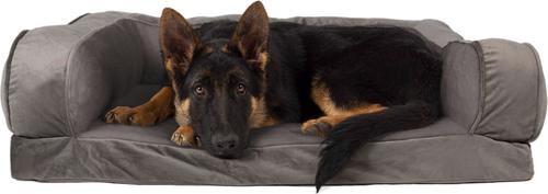 Show full view: Sherry Kline Pet Collection Fur Velvet Couch Dog Bed, Grey/Grey, 26 x 36 x 8-in slide 3 of 4